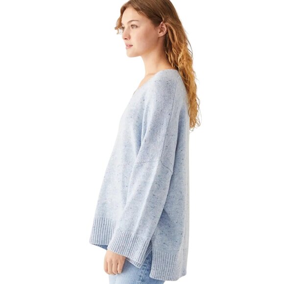 Mersea Montauk V Neck Sweater in misty blue oversized relaxed one size marled - Picture 3 of 10